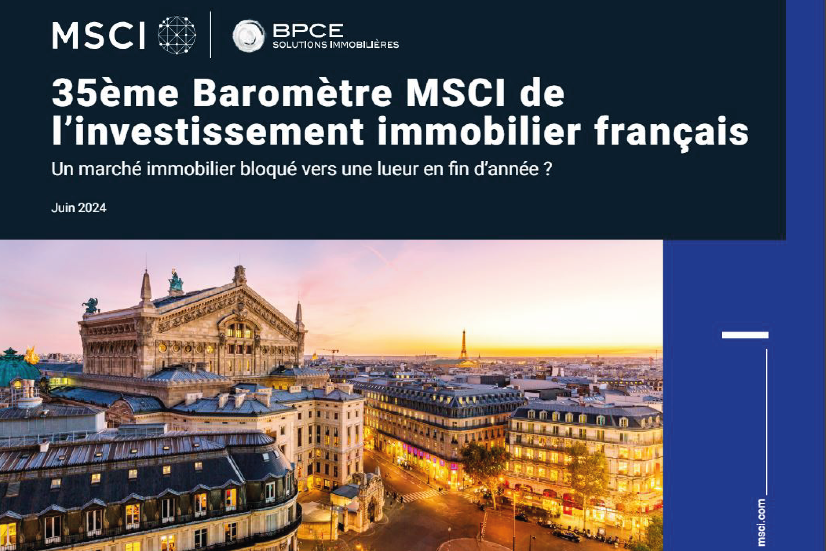 35ème édition du Baromètre MSCI – BPCE Solutions immobilières sur l’investissement immobilier français
